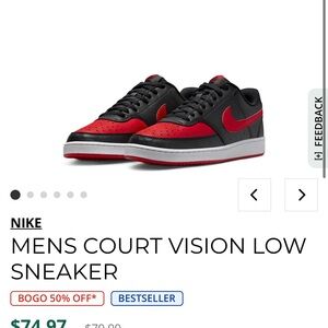 Nike Men's Court Vision Low Sneakers Black Red